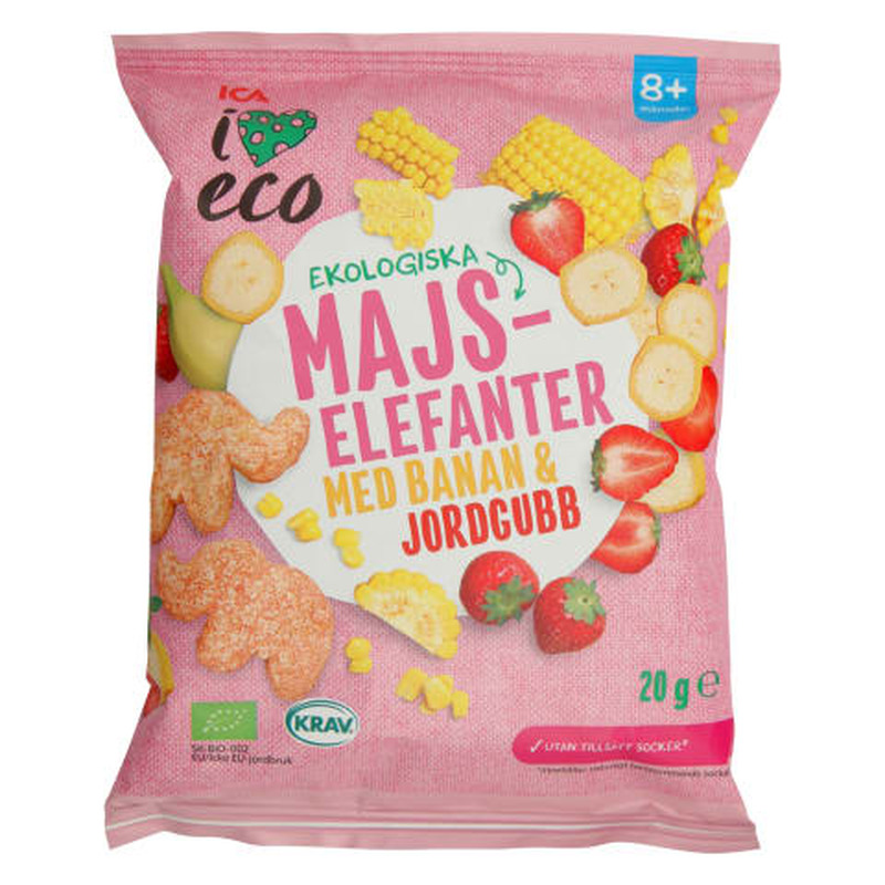 Maisisnäkk I Love Eco banaani-maasika 8k 20g