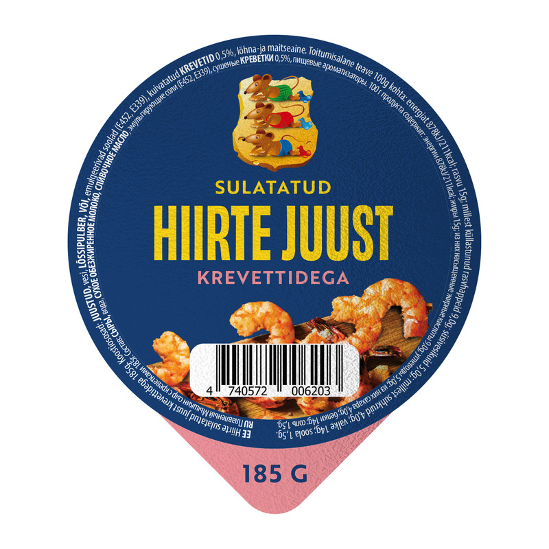 Sulatatud juust krevettidega, HIIRTE JUUST, 185 g