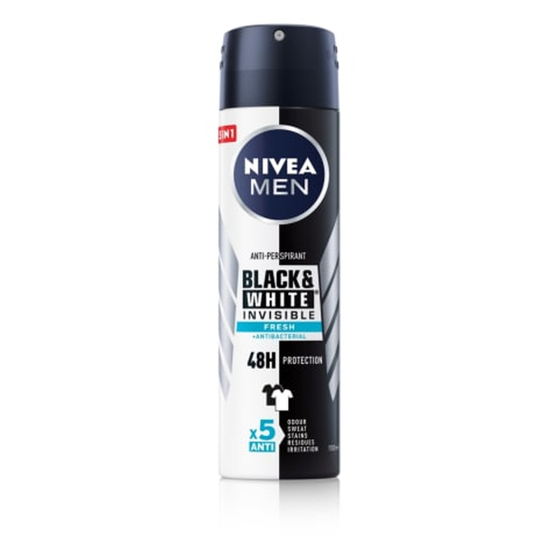 Spreideodorant Black & White Men, NIVEA, 150 ml