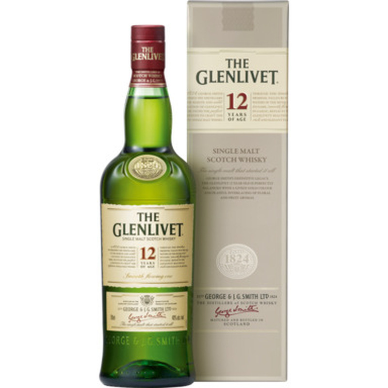 THE GLENLIVET 12YO Single Malt whisky 40% 70cl (karbis)