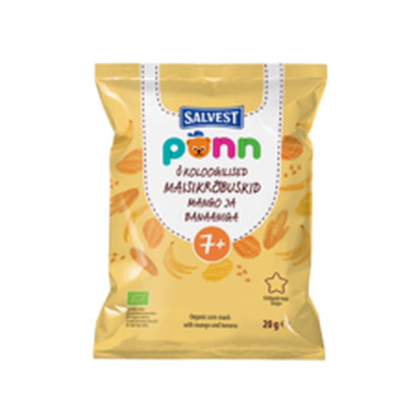 Maisikrõbuskid mango ja banaaniga 7+, mahe, PÕNN, 20g