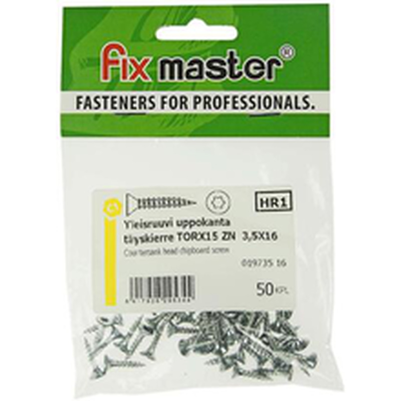 Fixmaster universaalkruvi, peitpea, TX15 ZN, 3,5 x 16 mm, 50 tk