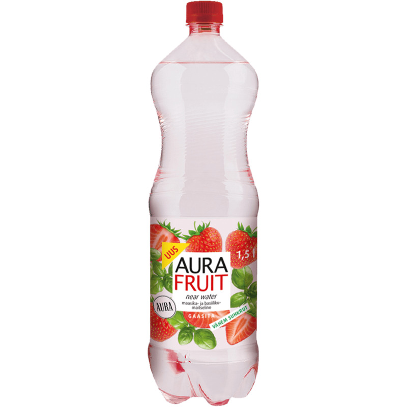 Maitsevesi Near Water Aura Fruit Maasikas-Basiilik, AURA FRUIT, 1,5 L