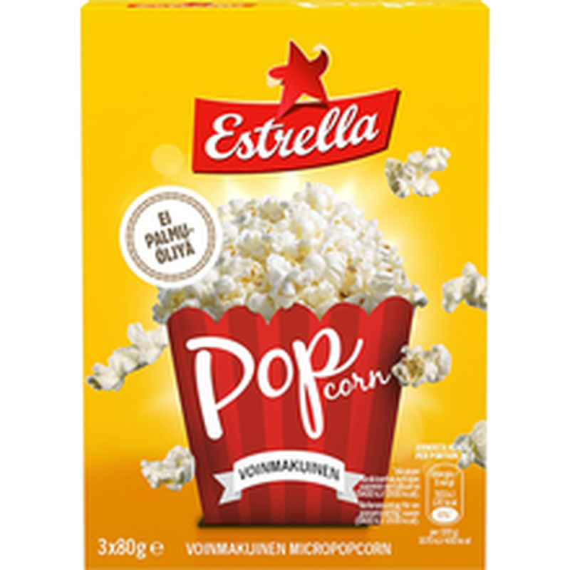 Estrella Mikropopkorn võimaitseline 3-pakk 240g