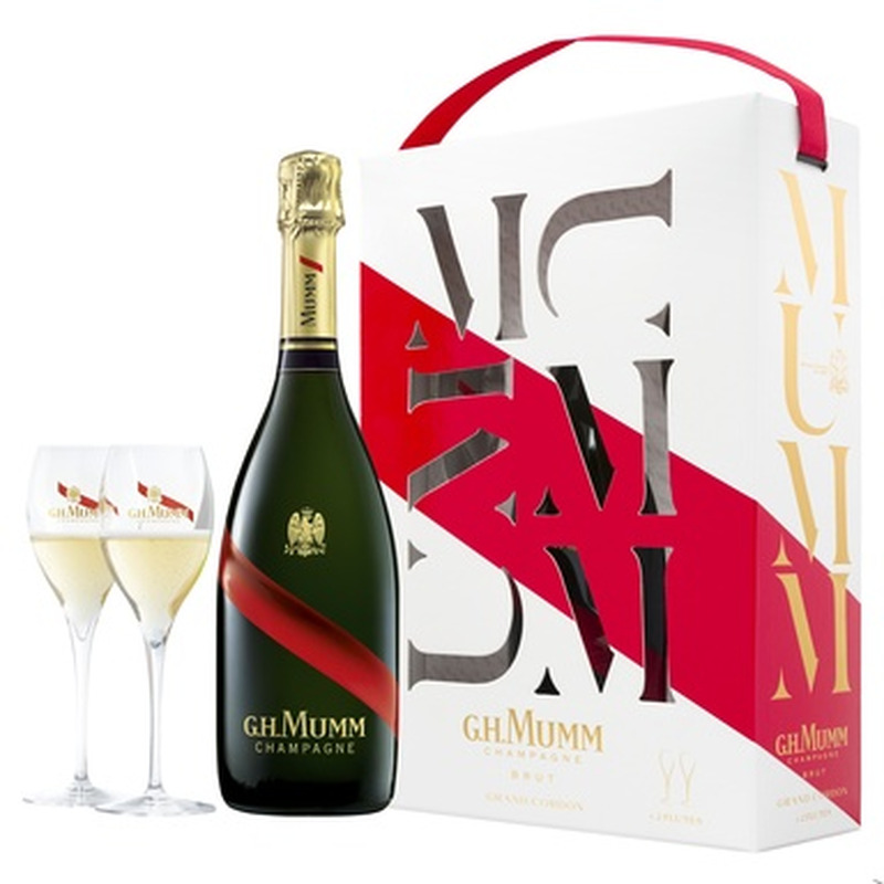 MUMM Champagne Grand Cordon Brut 12% 75cl+2 klaasi (karbis)