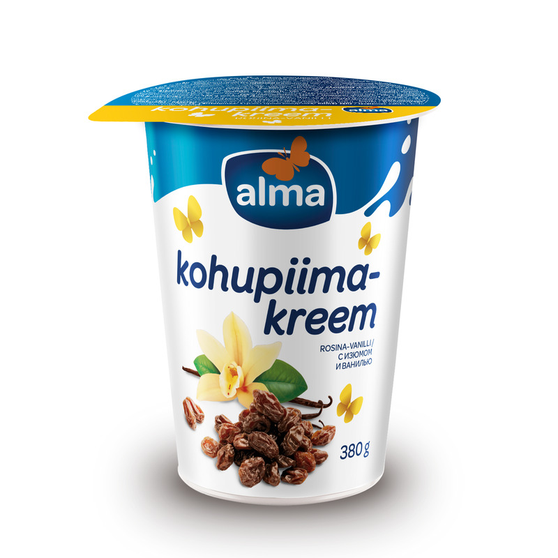 Kohupiimakreem rosina-vanilli 4%, VALIO ALMA, 380 g