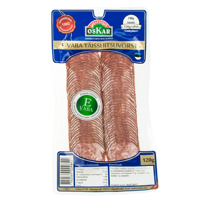 Täissuitsuvorst e-vaba, OSKAR, 120 g