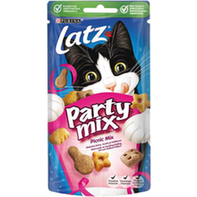 Latz Party Mix Picnic Mix maiuspalad kassidele kanaliha-, juustu-,kalkunilihamaitselised 60g