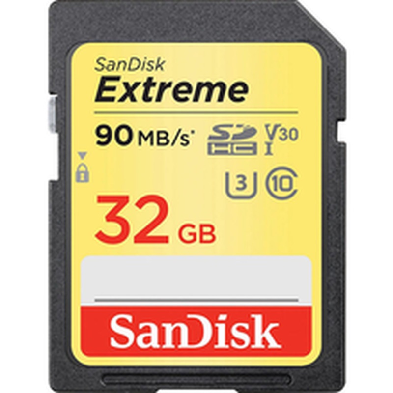 SDHC-mälukaart SanDisk Extreme 32GB,90 MB/s,V30 U3 4K