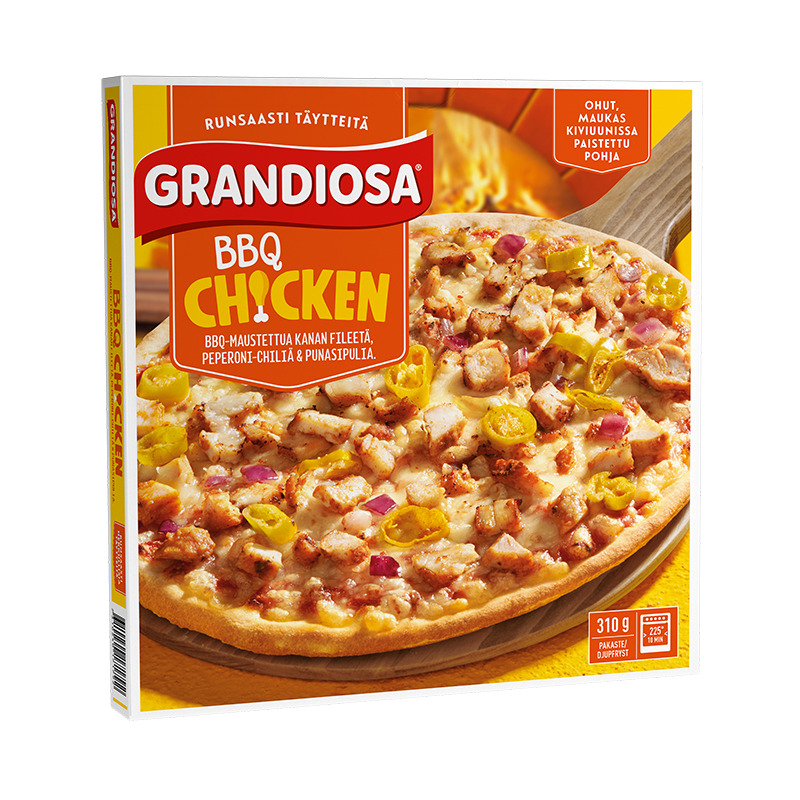 Kiviahjupitsa BBQ chicken, GRANDIOSA, 310 g