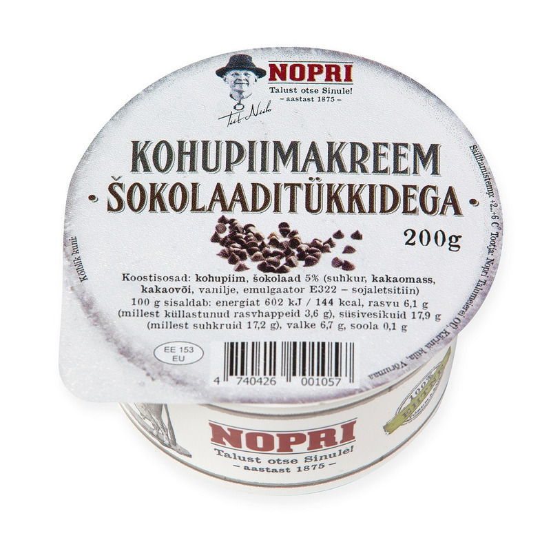 Kohupiimakreem šokolaaditükkidega, NOPRI, 200 g