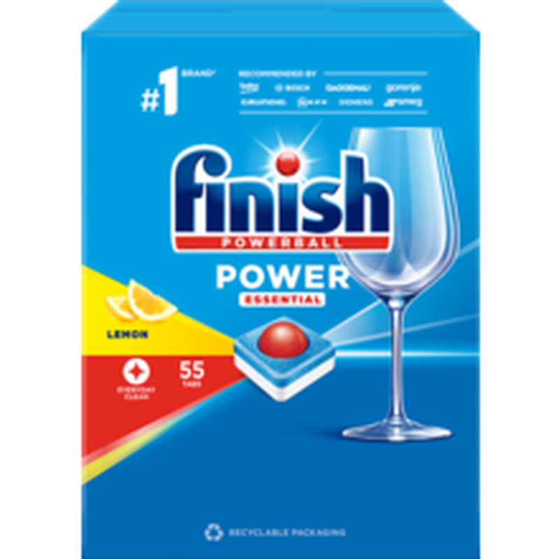 Nõudepesumasina tabletid Power Essential Lemon, FINISH, 55 tk