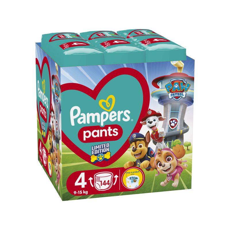 Pampers Pants Paw Patrol Püksmähkmed, Suurus 4, 144 Mähet, 9-15kg