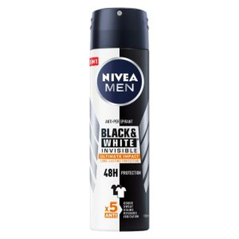 Deodorant Black&White Ultimate Impact meestele, NIVEA, 150 ml