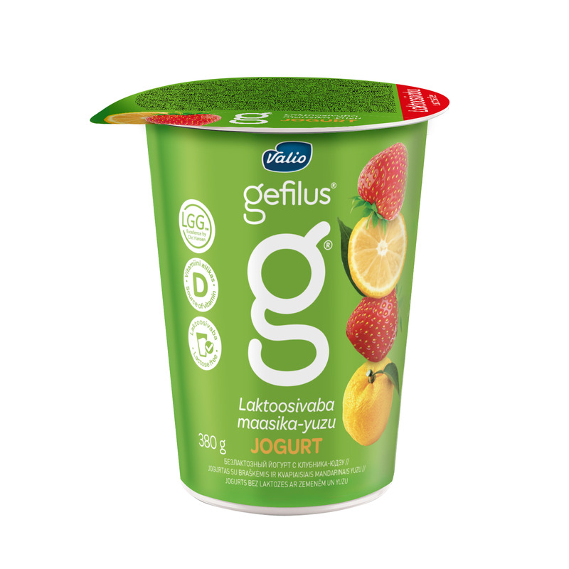 Jogurt maasika-yuzu laktoosivaba Gefilus, VALIO, 380 g