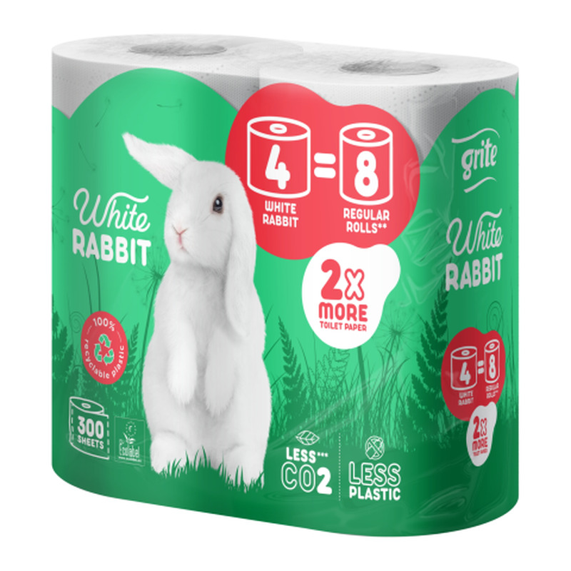 Tualettpaber Grite White Rabbit 3 kihti 4 rulli