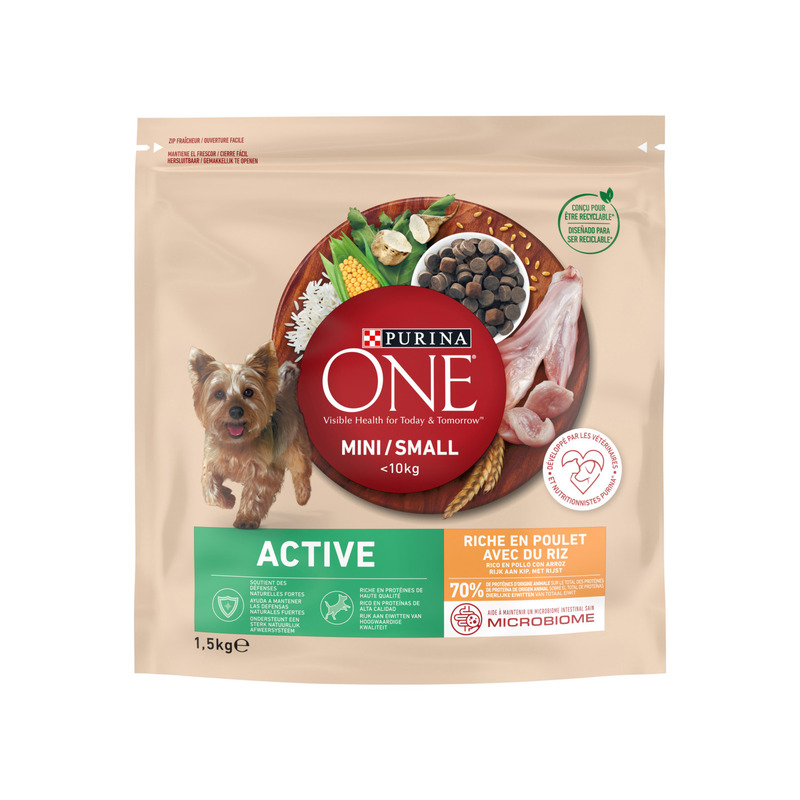 Kuivtoit koerale kana/riis Active Mini, PURINA ONE, 1,5 kg