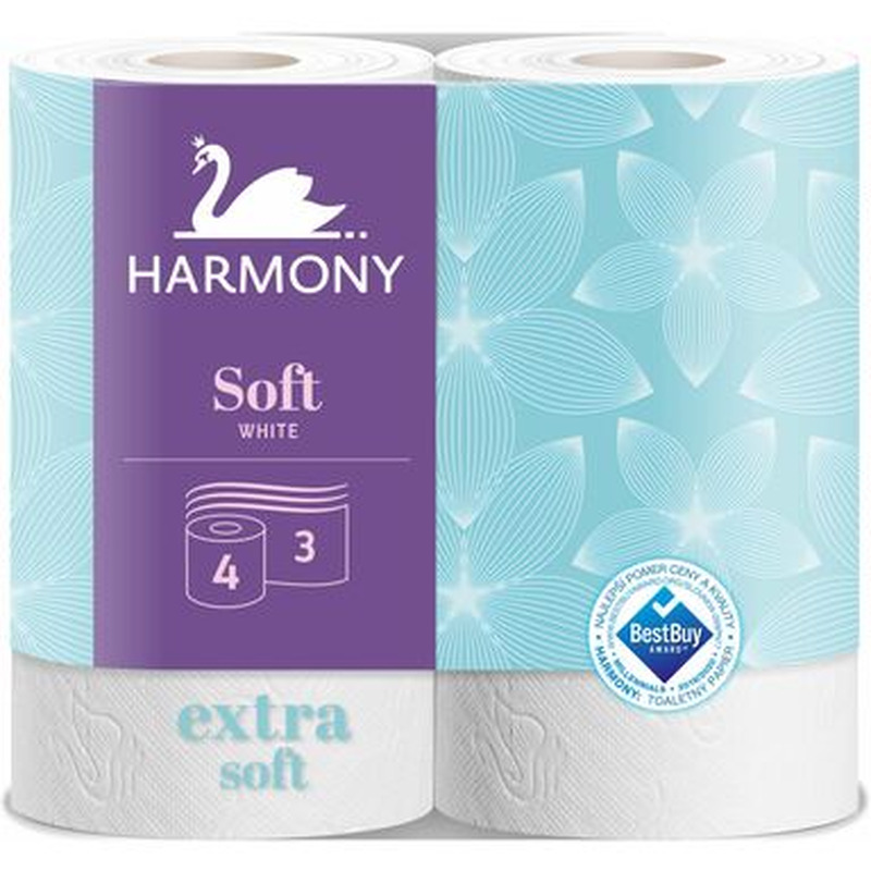 HARMONY Soft Tualettpaber 4rl (3 kihiline, valge)