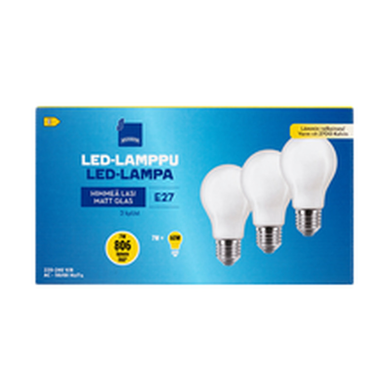 LED-lamp 7W E27 2700K 806LM, 3 tk