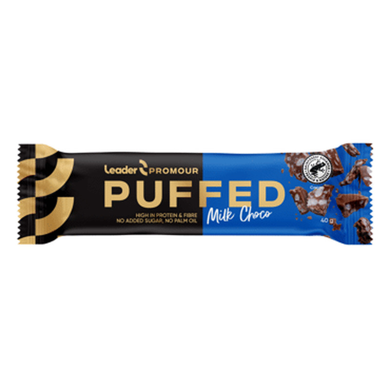 Prot.bat.LEADER Puffed Piima šok.40g