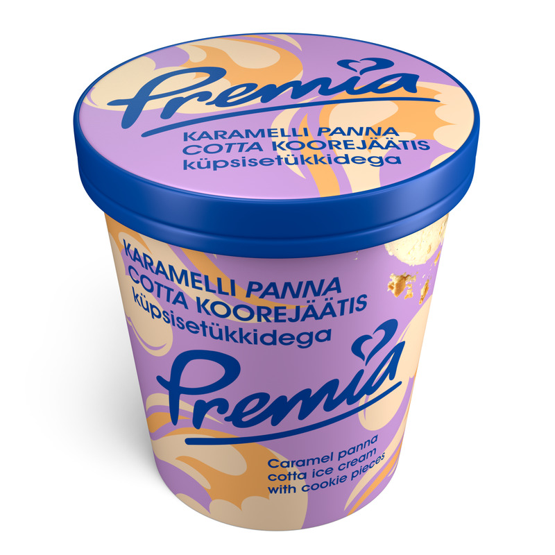 Karamelli panna cotta koorejäätis küpsisetükkidega, PREMIA, 245 g