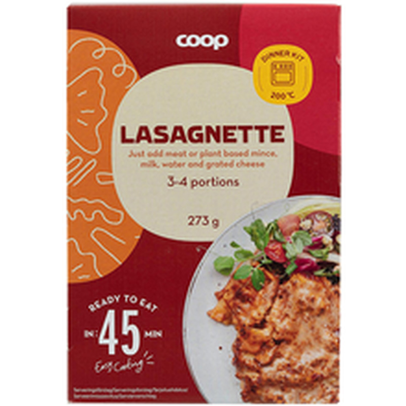 Coop lasagnette ja kastme koostisosad 273g