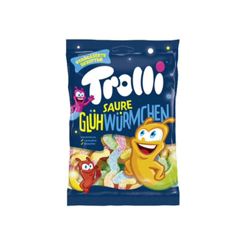 Kummikommid Sour Glowworms TROLLI 200g