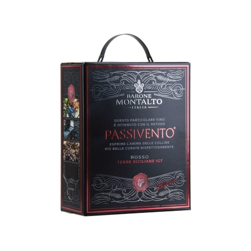 Kuivatatud viinamarjadest valmistatud vein Barone Montalto Passivento Rosso 3l BIB