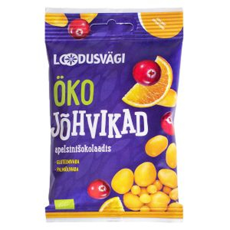 Loodusvägi Öko jõhvikad apelsinišokolaadis 50g