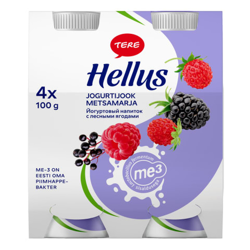 Jogurtijook metsamarja Hellus, TERE, 4 x 100 g