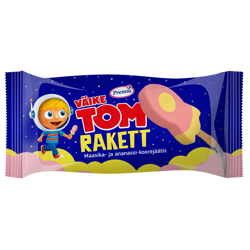 Rakett maasika ja ananassikoorejäätis, VÄIKE TOM, 50 g