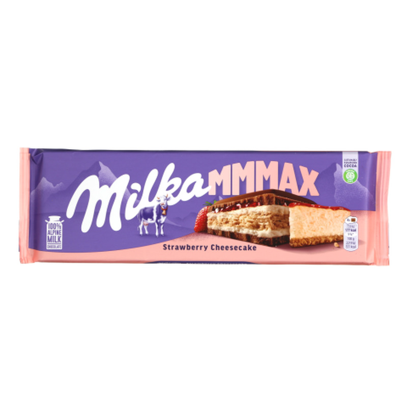 Piimašokolaad maasika-juustukoogi täidisega, MILKA, 300 g