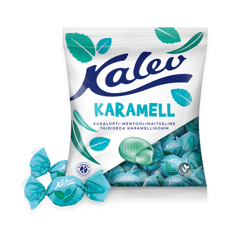 Karamell eukalüpti-mentooli, KALEV, 120 g