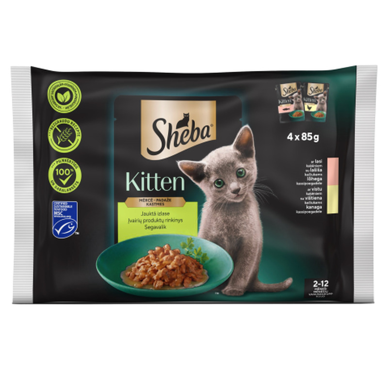 Kiisueine Sheba Kitten segavalik kastmes 4x85g