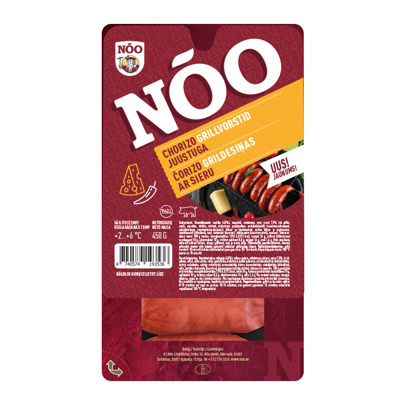 Chorizo grillvorstid juustuga, NÕO, 450 g