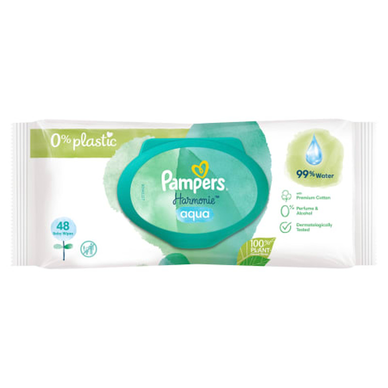 Niisked salvrätikud Pampers Harmonie Plastic Free 48tk