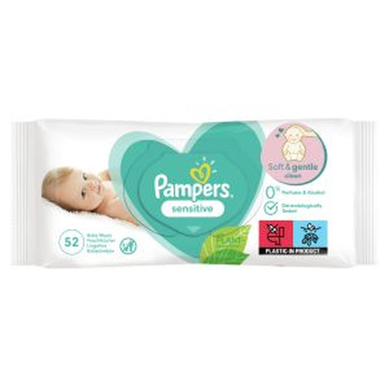 Niisked salvrätikud Sensitive, PAMPERS, 52 tk