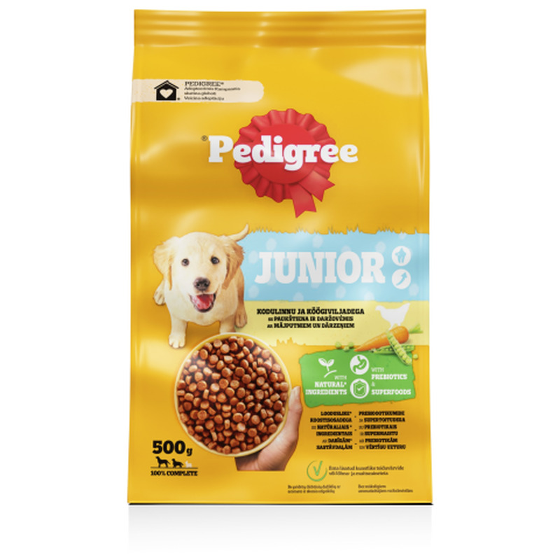 Kuivtoit Junior kodulinnu ja köögiviljadega Pedigree 500g