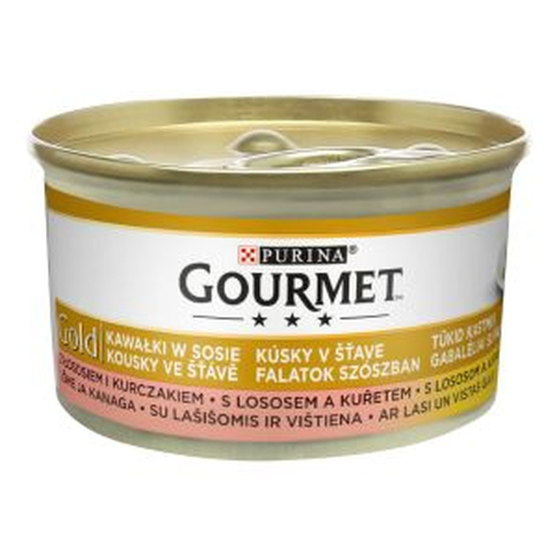 Kassikonserv lõhe, kana tükkidega, GOURMET GOLD, 85 g