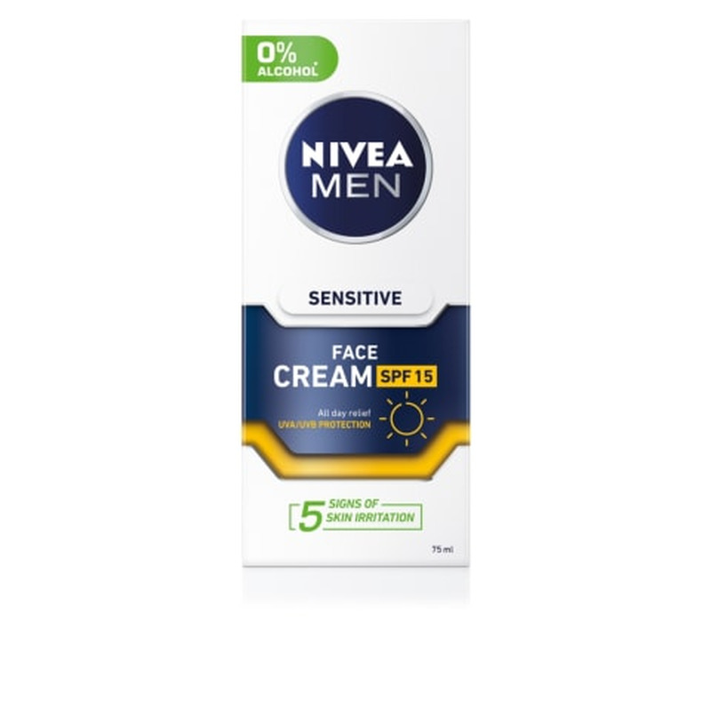 Näokreem Nivea Men Sensitive niisutav SPF15, ilma alkoholita 75ml