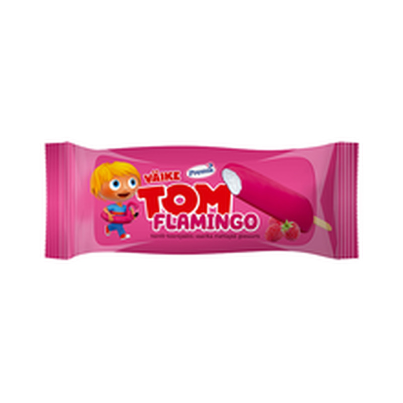 Väike Tom Flamingo vanilli-koorejäätis vaarikajääga60g/74ml