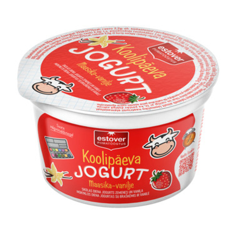 ESTOVER Koolipäeva jogurt maasika-vanilje 200g (laktoosivaba)