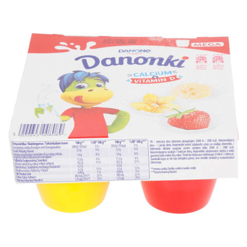 Kohupiimakreem maasika- vanilje- banaani Danonki 4x90g