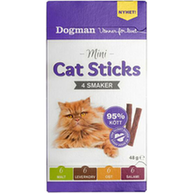 Dogman Mini Cat Sticks närimispulgad kassidele, 48 g