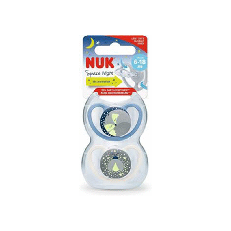 Silikoonlutt NUK Space night 6-18k,2tk