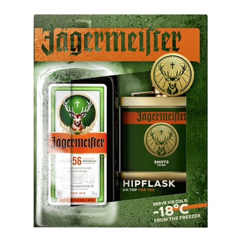 JÄGERMEISTER 35% 70cl (karbis, taskupudeliga)