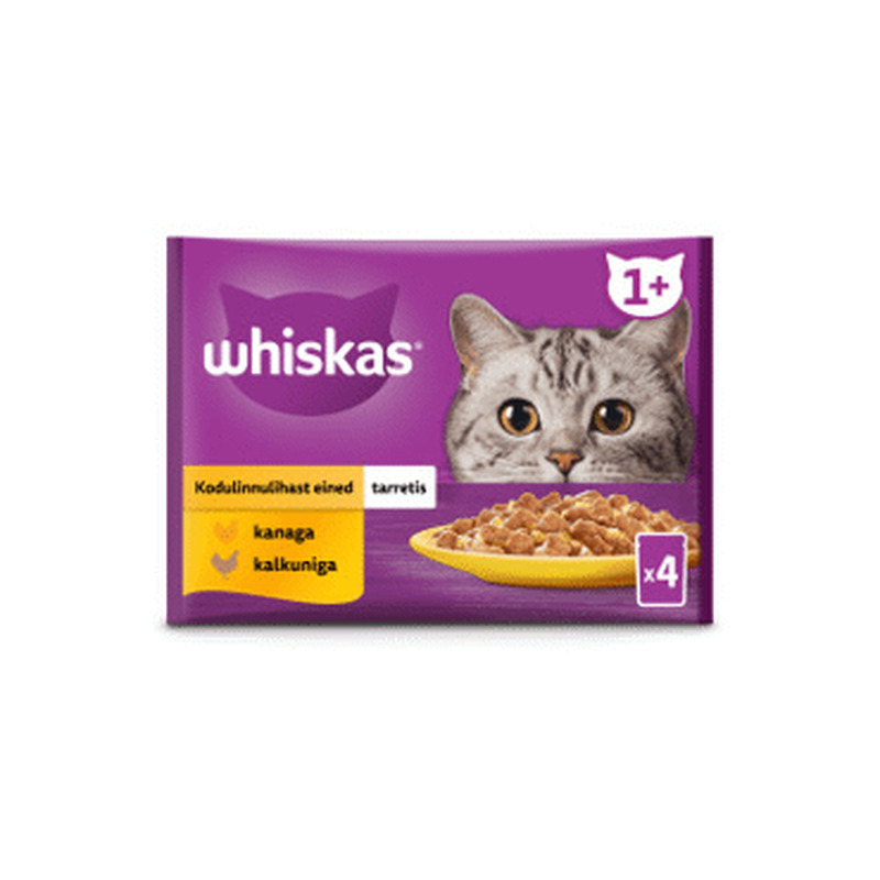 Kiisueine WHISKAS 1a.+kodulinnulih.4x85g