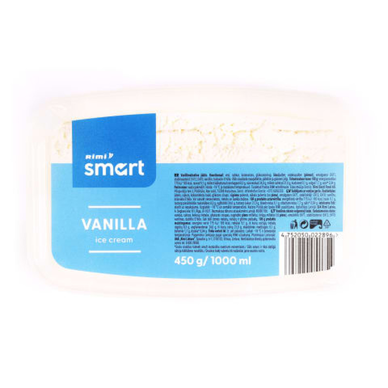 Jäätis vanillimaits. Rimi Smart 1l/450g