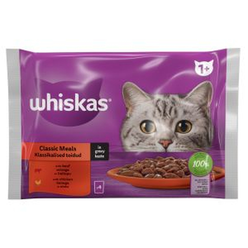 Kiisueine lihavalik 1+, 4x85g, WHISKAS, 340 g