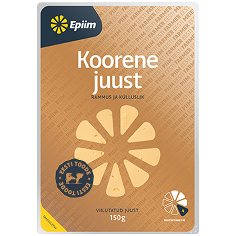 Koorene juust viilutatud, E-PIIM, 150 g